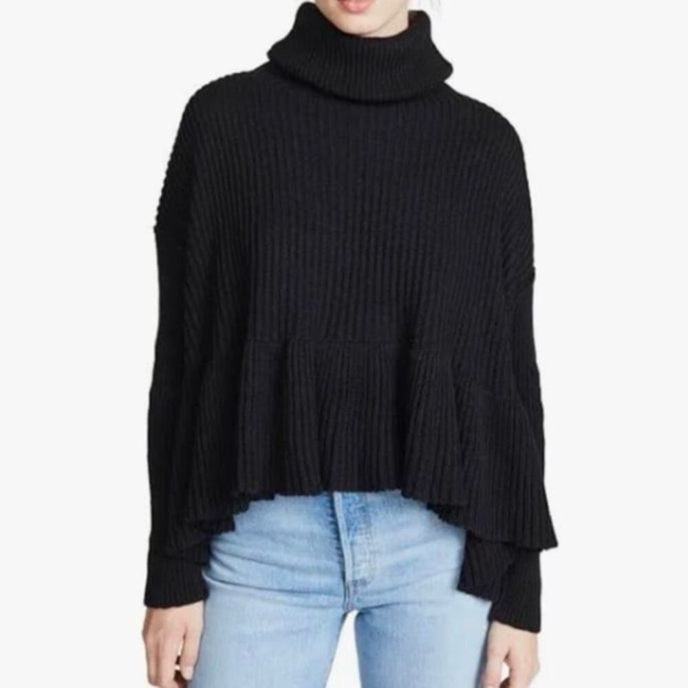 Free people layer cake turtleneck ruffled flowy sweater